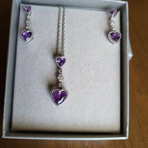Zales Amethyst Necklace & Earring Set